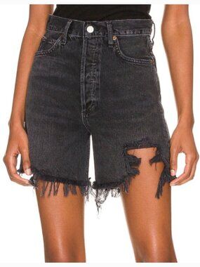 Agolde Stella High Rise Denim Shorts Washed Black Women's 30 Organic Cotton